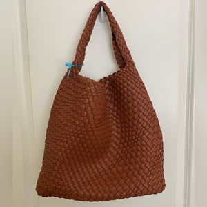 Brown Woven Tote Bag
